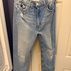 Mother Denim  High Waisted Rider Skimp Jeans - The Confession Distressed Size 29